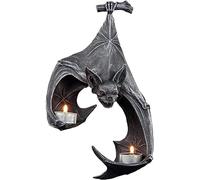 Bat Wall Tealight Holder, Decorative Tealight Rustic Resin Hanging Sculpture, Unique Delicate Gothic Wall Sconce for Home Office Garden Bathroom Thanksgiving Party Decor