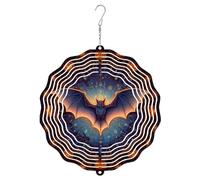 Bat Wind Spinner, Halloween Gothic Moon Stars Halloween Black Metal Hanging Wind Sculptures Outdoor Ornaments for Garden Yard Patio Lawn Party Decor 12 Inch