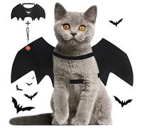 Bat Wings Cat Halloween Costume with Pumpkin Bell, Adjustable Pet Cosplay for Puppy Dog and Cat (Neck: 9.4-12.6 in/Chest: 12.9-19.7 in)