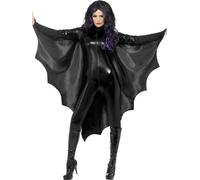 Smiffy's Vampire Bat Wings With High Collar - Black - bat vampire wings halloween black fancy dress cape ladies costume smiffys high collar adult