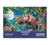 Bat Wizard Recycled Paper Jigsaw Puzzle 1000 Pc -Bat in Moonlit Garden Challenging Game Toys Gift for Home Wall Decoration52x38cm/1000pcs