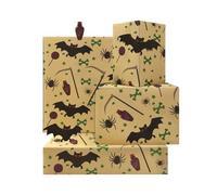 Bat Wrapping Paper, Bats Spider Skull Scythe Print Spooky Horror Halloween Theme Gift Wrap Paper for Women Men Halloween Holiday Christmas DIY Art Craft Gift Wrap - 4 Sheets