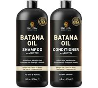 Batana Oil Shampoo and Conditioner with Biotin and Tea Tree Oil for Hair Growth and Hair Thickness, Moisturising and Nourishing Shampoo for Fine Hair for Men and Women, 50 ml