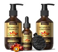 Batana Oil Shampoo Conditioner Set for Hair Growth, Strengthening, Thickening, Infused Onion Extract, Rosemary, Biotin & Argan Oil, Thinning Hair & Hair Loss, 3Pcs Gift for Men Women, 200ml*2+30ml