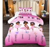 BATATADOCE African American Ballerina Comforter Set Black Girls Bedding Set Ultra Soft Microfiber Breathable Pink Comforter Set for Princess Room Decor Twin with 1 Pillowcase