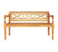 Batavia Bench Made of Light Brown Mahogany Solid Wood 123 cm Wide with Curved Armrests, Bench for Hallway, Living Room, Bedroom, Hallway, Sturdy Seating with Classic Design