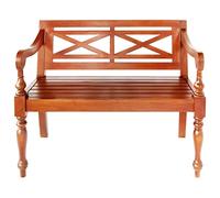 Batavia Mahogany Solid Wood Bench Dark Brown 98 cm with Armrests for Living Room Hallway Hallway Bedroom as Sturdy Seat and Space-saving Storage Space