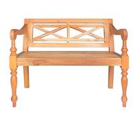 Batavia Mahogany Solid Wood Bench Light Brown 98 cm Wide with Curved Armrests for Hallway Living Room Bedroom as Stylish Seat and Space-saving Storage Space