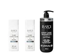 Batcı Hair Concealer & Filling Cream for Bald Spots & Thinning Hair - Waterproof, Sweat-Proof Scalp Coverage - Natural Root Touch-Up Cream for Men & Women ( 2x30 ML +Hair Care Shampoo (500ml) Set)