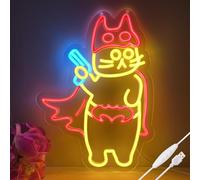 Batcat Neon Sign for Wall Decor Dimmable Art for Man Cave Bedroom Room Lights Light Up s Decorations Birthday Party