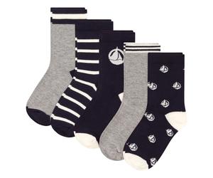 Batch 5 Pairs Boat Socks Navy blue 23/26