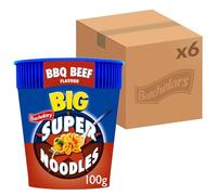 Batchelors Big Super Noodles BBQ Beef Flavour Instant Snack Pot, 100 g (Pack of 6)