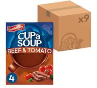 Batchelors Cup a Soup Beef & Tomato Instant Soup Sachets, 88 g Box (Pack of 9 Boxes - Each Contains 4 Sachets)