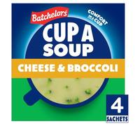 Batchelors Cup a Soup Cheese & Broccoli Instant Soup Sachets, 4 Sachets | 92 g, Low Fat & Sugar, Quick & Easy Meal or Snack, Hearty & Savoury Taste, Perfect for On-the-Go
