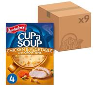 Batchelors Cup a Soup Chicken & Vegetable With Croutons Instant Soup, 4 Sachets Per 110 g Box (Total 9 Boxes = 36 Sachets)