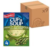 Batchelors Cup a Soup, Cream Of Asparagus With Croutons, Instant Soup Sachets, 117 g Box (Pack of 9 Boxes - Each Contains 4 Sachets)