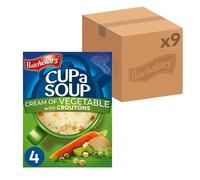 Batchelors Cup a Soup Cream Of Vegetable with Croutons Instant Soup, 4 Sachets Per 122 g Box (Total 9 Boxes = 36 Sachets)