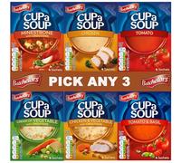 Batchelors Cup a Soup Pick Any 3 Flavours - 4 Sachets Each - Instant Soup Selection Including Chicken, Tomato, Minestrone, Vegetable, and More | 3 x 4 Sachets, 12 in Total