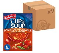 Batchelors Cup a Soup Tomato & Vegetable Instant Soup, 4 Sachets Per 104 g Box (Total 9 Boxes = 36 Sachets)