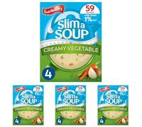 Batchelors Slim a Soup Cream of Vegetable Instant Soup, Low Fat, 4 Sachets Per 59 g (Pack of 4)