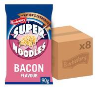 Batchelors Super Noodles Bacon Flavour, Instant Snack Ready in 4 Minutes, 90 g Packet (Pack Of 8)