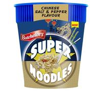 Batchelors Super Noodles Chinese Salt & Pepper Chicken Flavour, Instant Snack Ready in 4 Minutes, 75 g Pot (Pack of 6)
