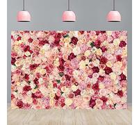 BATE Pink Flower Wall Backdrop Rose Floral Photography Backdrop Girl Woman Birthday Partys Wedding Bridal Shower Anniversary Ceremony Decor Background