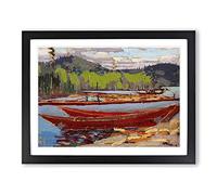 Bateaux By Tom Thomson Classic Painting Framed Print | A3 Black Framed Wall Art | Ready to Hang | Classic Historical Picture | Living Room Bedroom Lounge Office
