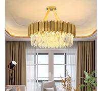 Batel Huh Modern Gold Decorated Crystal Chandelier,Luxury Crystal Chandelier Embedded Ceiling Light,LED Gold Stainless Steel Hanging Chain Adjustable,Three Color Light(Size:40CM)