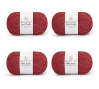 BATELO Thin Chenille Yarn for Crocheting & Knitting, Soft Plush Yarn for DIY Crafts, Amigurumi, Home Decor - 3 Light - 4 Pack of 1.7oz/142yds - Rose Red