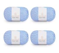 BATELO Thin Chenille Yarn for Crocheting & Knitting, Soft Plush Yarn for DIY Crafts, Amigurumi, Home Decor - 3 Light - 4 Pack of 1.7oz/142yds - Fog Blue