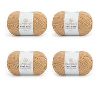 BATELO Thin Chenille Yarn for Crocheting & Knitting, Soft Plush Yarn for DIY Crafts, Amigurumi, Home Decor - 3 Light - 4 Pack of 1.7oz/142yds - Tan
