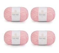 BATELO Thin Chenille Yarn for Crocheting & Knitting, Soft Plush Yarn for DIY Crafts, Amigurumi, Home Decor - 3 Light - 4 Pack of 1.7oz/142yds - Sakura Pink