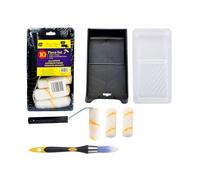 Bates- 10-cm Paint Roller Kit, 10 pcs, Roller Set with Microfiber Sleeves & Frame, Tray, Tray Liner and Trim Brush for Walls, Cabinets, Interior, Exterior, House Painting Supplies