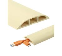 Bates 10ft Floor Cord Cover - Cable Protector and Hider in Cream - Extension Cord Concealer for Floors
