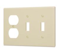 Bates- Combination Wall Plate, 2 Pack, Double Toggle/Single Decorator, White Light Switch Cover Plate, Switch Covers, Combination Wall Plate, 3 Gang, Double Toggle/Single Duplex, Pack No.4