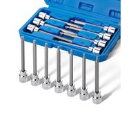 Bates- Extra Long Torx Bit Socket Set, 7 Pieces, 3/8" Drive T10-40, 4-3/8" Long Torx Socket Set 3/8 Drive