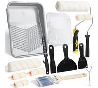Bates Paint Roller - Paint Brush,2X 9" inch Paint Roller Covers, 4X 4"Paint Roller Covers, 1x 9" Paint Tray and 2X 9" Liners(4 inch and 9 inch Paint Roller Frame, 2 inch Angled Paint Brush,
