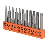 Bates- Tamper Proof Torx Bit Set, 13 Pieces Set, T4-T40, Torx Set, Tamper Resistant Star Bits, T7 - T40, 2" Long, 11pcs, S2 Alloy Steel