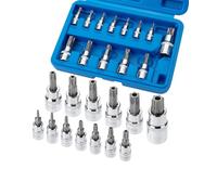 Bates- Torx Bit Socket Set, 13 pcs, TT8-TT60, 1/4" 3/8" & 1/2" Drive, Silver, Tamper Proof Torx Bit Set