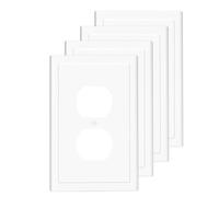 Bates- White Outlet Covers, Wall Plates, Pack of 4, Electric Wall Plate Cover, Outlet Plate, Plug Cover, Outlet Covers, Power, Modern Edge Duplex Wall Plate
