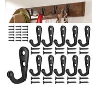 Bateya 30PCS Wall Mounted Coat Hooks Black Key Hooks, Metal Retro Door Robe Hook Single Coat Hanger for Back of Door for Hanging in Bedroom Bathroom Kitchen(Screws Included)