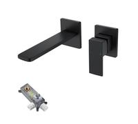 Bath and Basin Taps Concealed Basin Faucet All Copper in-Wall Basin Gray Wall Exhaust Hot and Cold Water Outlet Hidden Embedded Black Round Hot Melt Valve
