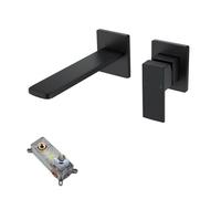 Bath and Basin Taps Concealed Basin Faucet All Copper in-Wall Basin Gray Wall Exhaust Hot and Cold Water Outlet Hidden Embedded Black Round Hot Melt Valve