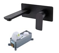 Bath and Basin Taps White Gold Full Copper Body Built-in Wall Basin Faucet Bathroom Wash Basin Faucet Concealed Hot and Cold Basin Faucet Black with Box