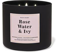 Bath and Body Works, White Barn 3-Wick Candle w/Essential Oils - 14.5 oz - 2021 Core Scents! (Rose Water & Ivy)