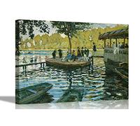Bath at La Grenouillere by Claude Monet Canvas Wall Art Prints Framed Poster Pictures Home Office Decor Livingroom Artwork 51 x 38cm (20 x 15 inches)