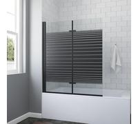 Bath Attachment No Drilling Black Matt 120 x 140 cm Shower Screen for Bathtub Folding Wall 2-Piece Shower Screen Glass Shower Made of 5 mm Tempered Safety Glass Real Glass Nano Coating