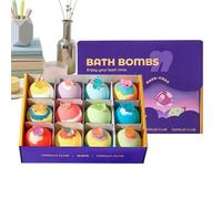 Bath Balls - 12-Piece, Handmade Colorful Fizzy Cleanser Set | Natural Skin Friendly Bath Kit with Theme Surprise Toys, Gentle Bathing Fun Collection for Kids Boys Girls Travel Home
