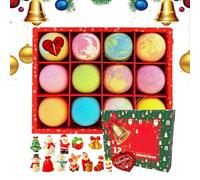 Bath Balls Set | 12-Piece Rainbow Bath Balls with Christmas Toys Inside | Fun Toys Stocking Stuffers for Entertainment Interaction Playing Birthday Party Festival Children's Day